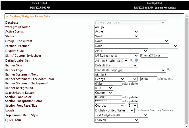 LeadMaster CRM Knowledgebase - Workgroup Settings