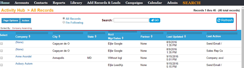 LeadMaster CRM Knowledgebase - Activity Hub Report