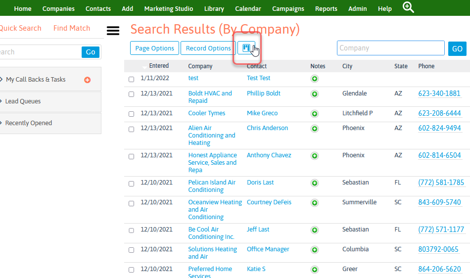 LeadMaster CRM Knowledgebase - Kanban View in Search Results